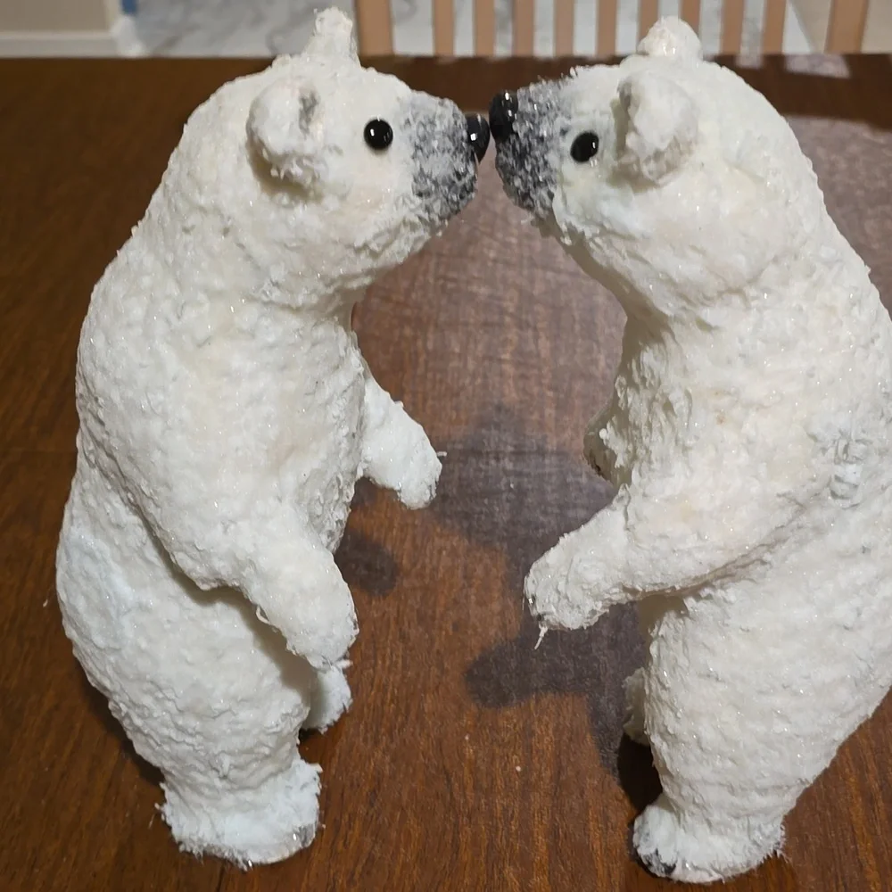 Adorable White Polar Bear Figurines - Set Of Two